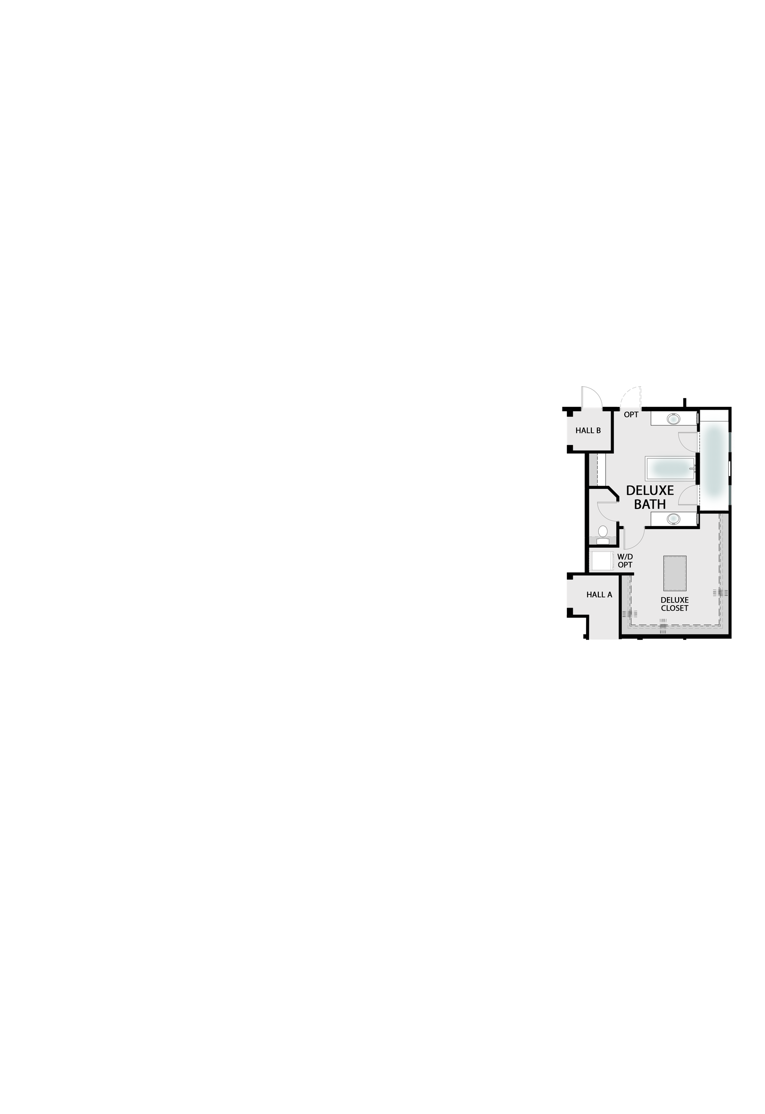 Deluxe Bath 1 overlay — adds 154 sq.ft. resort-style primary bathroom